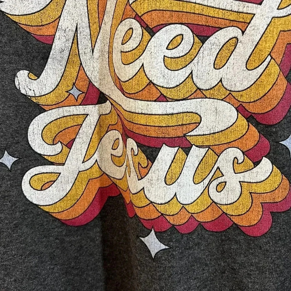 DOM Womens T Shirt Plus Size 2XL Yall Need Jesus Graphic Text Saying Pullover - Picture 5 of 6